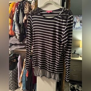 5/$20 Black and White Striped Women's Top